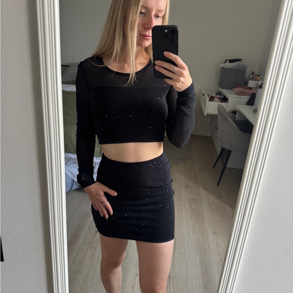 Black Sparkly Two-Piece Set